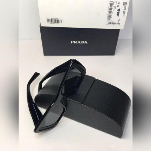 Authentic New Prada PR - 08YS 1AB5S0 Sunglasses Women's Black Dark Grey Butterfl - Picture 5 of 11